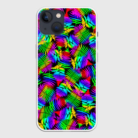 Чехол для iPhone 13 с принтом Неоновый папоротник ,  |  | neon | summer | tropical | азия | ветки | джунгли | жара | зелень | красочный | лето | листья | неоновые цвета | остров | отпуск | пальмы | папоротник | пляж | природа | путешествие | радужный | растения | таиланд