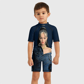 Детский купальный костюм 3D с принтом Jennie jeans , Полиэстер 85%, Спандекс 15% | застежка на молнии на спине | black pink | blackpink | pop | блэк пинк | ким дженни | ким джи су | корейцы | лалиса манобан | музыка | поп | попса | розэ