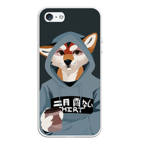 Чехол для iPhone 5/5S матовый с принтом Furry fox , Силикон | Область печати: задняя сторона чехла, без боковых панелей | furry | furry fox | антропоморфное животное | животные | зверь | капюшон | кофе | лиса | фурри | человек