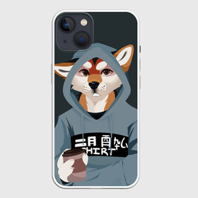 Чехол для iPhone 13 с принтом Furry fox ,  |  | furry | furry fox | антропоморфное животное | животные | зверь | капюшон | кофе | лиса | фурри | человек