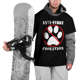 Накидка на куртку 3D с принтом Anti-Furry coalition , 100% полиэстер |  | anti furry | coalition | furry | антифурри | антропоморфные животные | запрет | зверь | знак | коалиция | фурри | человек животные