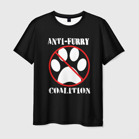 Мужская футболка 3D с принтом Anti-Furry coalition , 100% полиэфир | прямой крой, круглый вырез горловины, длина до линии бедер | anti furry | coalition | furry | антифурри | антропоморфные животные | запрет | зверь | знак | коалиция | фурри | человек животные