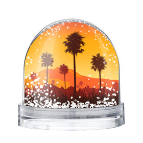 Игрушка Снежный шар с принтом Лето, Пальмы, вечер , Пластик | Изображение внутри шара печатается на глянцевой фотобумаге с двух сторон | palm | summer | tropical | вечер | гора | жара | летние | лето | пальмы | тропики | тропический