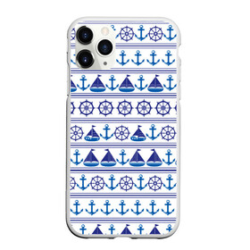 Чехол для iPhone 11 Pro матовый с принтом Морские мотивы , Силикон |  | Тематика изображения на принте: ships | корабли | кораблики | море | морские | морское | руль | штурвал | якорь