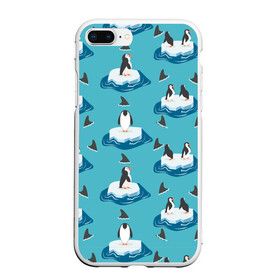 Чехол для iPhone 7Plus/8 Plus матовый с принтом Пингвины , Силикон | Область печати: задняя сторона чехла, без боковых панелей | море | морские | океан | пингвин | пингвинчик | пингвины | плавники акул