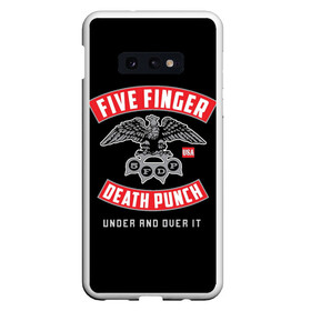 Чехол для Samsung S10E с принтом Five Finger Death Punch (5FDP) , Силикон | Область печати: задняя сторона чехла, без боковых панелей | Тематика изображения на принте: 5fdp | america | death | ffdp | finger | five | hard | metal | music | punch | rock | skull | states | united | usa | америка | метал | музыка | рок | сша | хард | череп