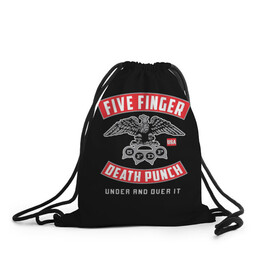 Рюкзак-мешок 3D с принтом Five Finger Death Punch (5FDP) , 100% полиэстер | плотность ткани — 200 г/м2, размер — 35 х 45 см; лямки — толстые шнурки, застежка на шнуровке, без карманов и подкладки | 5fdp | america | death | ffdp | finger | five | hard | metal | music | punch | rock | skull | states | united | usa | америка | метал | музыка | рок | сша | хард | череп