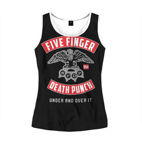 Женская майка 3D с принтом Five Finger Death Punch (5FDP) , 100% полиэстер | круглая горловина, прямой силуэт, длина до линии бедра | 5fdp | america | death | ffdp | finger | five | hard | metal | music | punch | rock | skull | states | united | usa | америка | метал | музыка | рок | сша | хард | череп