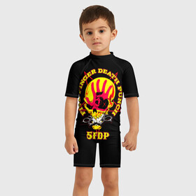 Детский купальный костюм 3D с принтом Five Finger Death Punch (FFDP) , Полиэстер 85%, Спандекс 15% | застежка на молнии на спине | 5fdp | america | death | ffdp | finger | five | hard | metal | music | punch | rock | skull | states | united | usa | америка | метал | музыка | рок | сша | хард | череп