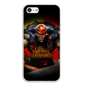 Чехол для iPhone 5/5S матовый с принтом Five Finger Death Punch Skull , Силикон | Область печати: задняя сторона чехла, без боковых панелей | album cover | art | butcher | dark art | ffdp | ffdp мерч | five finger death punch merch | five finger death punch мерч | got your six | heavy metal | skull | арт | иллюстрация | мясник | обложка альбома