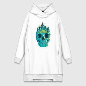 Платье-худи хлопок с принтом Скала Черепа Skull Mountain ,  |  | art | double exposure | eco | skull | skull merch | skull print | skulls | арт | гора | горы | двойная экспозиция | изумруд | иллюстрация | лучше гор могут быть только горы | необитаемый остров | отвезите меня в горы