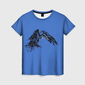 Женская футболка 3D с принтом Тень ворона , 100% полиэфир ( синтетическое хлопкоподобное полотно) | прямой крой, круглый вырез горловины, длина до линии бедер | crow | ворон | ворона | пернатый | птица