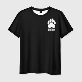Мужская футболка 3D с принтом Furry , 100% полиэфир | прямой крой, круглый вырез горловины, длина до линии бедер | furry | антропоморфные животные | лапа | логотип | люди животные | отпечаток | след | фурри | фурри фэндом | эмблема