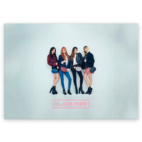 Поздравительная открытка с принтом Blackpink Squad , 100% бумага | плотность бумаги 280 г/м2, матовая, на обратной стороне линовка и место для марки
 | black pink | blackpink | pop | блэк пинк | ким дженни | ким джи су | корейцы | лалиса манобан | музыка | поп | попса | розэ