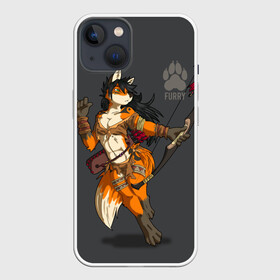Чехол для iPhone 13 с принтом Furry fox ,  |  | furry | furry fox | амазонка | антропоморфное животное | воин | женщина | животные | зверь | лиса | лук | фурри | человек