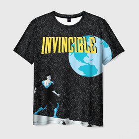 Мужская футболка 3D с принтом Invincible , 100% полиэфир | прямой крой, круглый вырез горловины, длина до линии бедер | Тематика изображения на принте: allen | invincible | omni man | omniman | superhero | алиен | аллен | инвинсибл | неуязвимый | омнимэн | супергерои