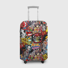 Чехол для чемодана 3D с принтом Логотипы Аниме Мультиков , 86% полиэфир, 14% спандекс | двустороннее нанесение принта, прорези для ручек и колес | anime | logo | аниме | манго | япония