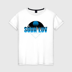 Женская футболка хлопок с принтом SODA LUV , 100% хлопок | прямой крой, круглый вырез горловины, длина до линии бедер, слегка спущенное плечо | luv | mayot | melon | music | og buda | seemee | soda | sodaluv | бигасс | коми | лав | лого | логотип | лув | мелон | сода