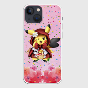 Чехол для iPhone 13 mini с принтом Пикачу красная шапочка ,  |  | anime | picachu | pikachu | аниме | милый | пика | пикачу | покебол | покемон