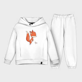 Детский костюм хлопок Oversize с принтом Лисичка и птичка ,  |  | fox | foxy | животное | звери | лиса | лисенок | лисичка | милая | рыжая | фокс