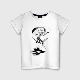 Детская футболка хлопок с принтом Рыбалка , 100% хлопок | круглый вырез горловины, полуприлегающий силуэт, длина до линии бедер | fish | fishing | ловит рыбу | рыба | рыбак | рыбалка | рыбацкие | рыбачит | удочка