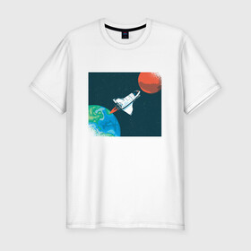 Мужская футболка хлопок Slim с принтом Маск SpaceX миссия на марс , 92% хлопок, 8% лайкра | приталенный силуэт, круглый вырез ворота, длина до линии бедра, короткий рукав | earth | elon musk | mars | nasa | red planet | roscosmos | space | space shuttle | star | stars | астронавт | илон маск | класная планета | космический пейзаж | космонавт | летит на марс | наса | планета земля | роскосмос | спейс экс | спейс