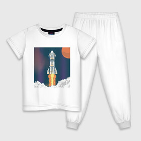 Детская пижама хлопок с принтом Запуск ракеты Atlas Атлас V , 100% хлопок |  брюки и футболка прямого кроя, без карманов, на брюках мягкая резинка на поясе и по низу штанин
 | earth | elon musk | mars | nasa | roscosmos | space | space shuttle | star | stars | usa | астронавт | илон маск | космодром | космонавт | миссия sbirs | мыс канаверал | наса | планета земля | рн atlas v 421 | роскосмос | спейс экс | спейсэк