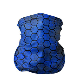Бандана-труба 3D с принтом Синие Соты , 100% полиэстер, ткань с особыми свойствами — Activecool | плотность 150‒180 г/м2; хорошо тянется, но сохраняет форму | hexagons | honeycombs | metal | соты | шестиугольники