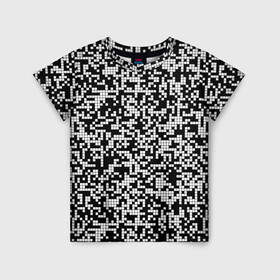 Детская футболка 3D с принтом Пиксельная Текстура , 100% гипоаллергенный полиэфир | прямой крой, круглый вырез горловины, длина до линии бедер, чуть спущенное плечо, ткань немного тянется | blackandwhite | pattern | pixels | пиксели | черно белый