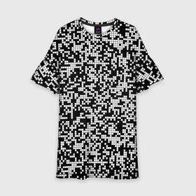 Детское платье 3D с принтом Пиксельная Текстура , 100% полиэстер | прямой силуэт, чуть расширенный к низу. Круглая горловина, на рукавах — воланы | Тематика изображения на принте: blackandwhite | pattern | pixels | пиксели | черно белый