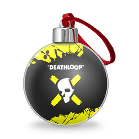 Ёлочный шар с принтом Deathloop - Paint , Пластик | Диаметр: 77 мм | death | deathloop | game | games | loop | paint | брызги | дэслуп | дэт | дэтлуп | знак | игра | игры | краска | лого | луп | мертвая | пелтя | символ