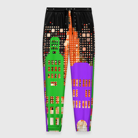Мужские брюки 3D с принтом Ночной Город , 100% полиэстер | манжеты по низу, эластичный пояс регулируется шнурком, по бокам два кармана без застежек, внутренняя часть кармана из мелкой сетки | Тематика изображения на принте: city | город | дома | неон | ночь