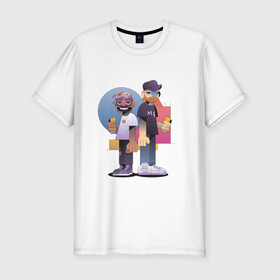 Мужская футболка хлопок Slim с принтом Тони и Феррис , 92% хлопок, 8% лайкра | приталенный силуэт, круглый вырез ворота, длина до линии бедра, короткий рукав | gangster | music | people | крутой | мультфильм
