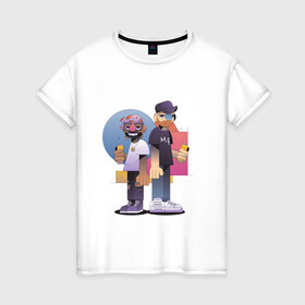 Женская футболка хлопок с принтом Тони и Феррис , 100% хлопок | прямой крой, круглый вырез горловины, длина до линии бедер, слегка спущенное плечо | gangster | music | people | крутой | мультфильм