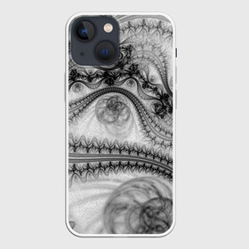 Чехол для iPhone 13 mini с принтом Spilled ink Texture ,  |  | abstraction | black | chaos | gray | ink | madness | pattern | tentacles | texture | vortex | waves | white | абстракция | безумие | белое | вихрь | волны | серый | текстура | узор | хаос | чернила | черное | щупальца