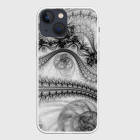 Чехол для iPhone 13 mini с принтом Spilled ink Texture ,  |  | Тематика изображения на принте: abstraction | black | chaos | gray | ink | madness | pattern | tentacles | texture | vortex | waves | white | абстракция | безумие | белое | вихрь | волны | серый | текстура | узор | хаос | чернила | черное | щупальца