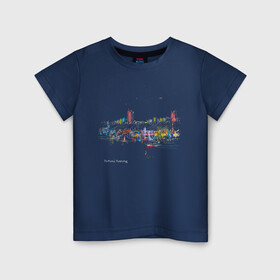 Детская футболка хлопок с принтом Ночной полёт , 100% хлопок | круглый вырез горловины, полуприлегающий силуэт, длина до линии бедер | город | нижний новгород | рисунок | самолёт. ночь