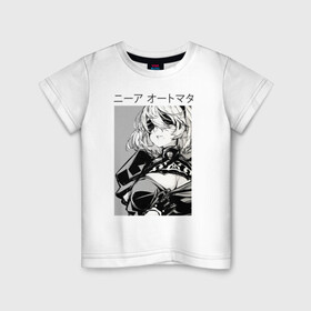 Детская футболка хлопок с принтом nier automata-replicant , 100% хлопок | круглый вырез горловины, полуприлегающий силуэт, длина до линии бедер | 2b | ahegao | anime | girl | nier automata | replicant | waifu | аниме | ахегао | нир автомата | отаку | охегао | тян | тяночка