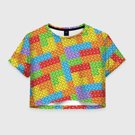 Женская футболка Crop-top 3D с принтом POP IT / SIMPLE DIMPLE , 100% полиэстер | круглая горловина, длина футболки до линии талии, рукава с отворотами | dimple | pop | pop it | simple | squish | димпл | поп | поп ит | симпл | сквиш