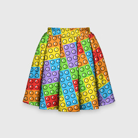 Детская юбка-солнце 3D с принтом POP IT / SIMPLE DIMPLE , 100% полиэстер | Эластичный пояс, крупные складки | dimple | pop | pop it | simple | squish | димпл | поп | поп ит | симпл | сквиш