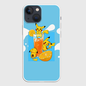 Чехол для iPhone 13 mini с принтом Пикачу в лимонаде ,  |  | anime | picachu | pikachu | аниме | милый | пика | пикачу | покебол | покемон