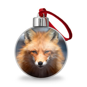 Ёлочный шар с принтом Хитрая лисица , Пластик | Диаметр: 77 мм | fox | foxy | животное | звери | лиса | лисенок | лисичка | милая | рыжая | фокс