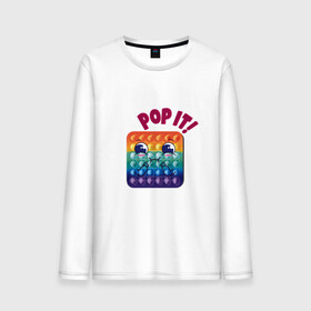 Мужской лонгслив хлопок с принтом Pop it Поп-ит , 100% хлопок |  | fidget | tiktok | toys | антистресс | бесконечная пупырка | вечная пупырка | игрушка | игрушка с пузырьками | поп ит | пупырка