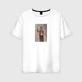 Женская футболка хлопок Oversize с принтом HARRY STYLES , 100% хлопок | свободный крой, круглый ворот, спущенный рукав, длина до линии бедер
 | harry | one direction | rose