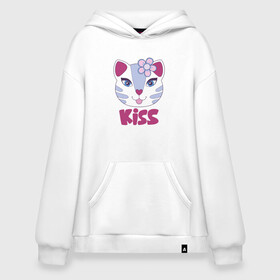 Худи SuperOversize хлопок с принтом Kiss Cat , 70% хлопок, 30% полиэстер, мягкий начес внутри | карман-кенгуру, эластичная резинка на манжетах и по нижней кромке, двухслойный капюшон
 | animal | cat | cute | kitty | meow | друг | животные | киска | китти | кот | котенок | котик | котэ | кошечка | кошка | лев | леопард | милый | мур | мяу | пантера | питомец | рысь | тигр