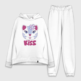 Женский костюм хлопок Oversize с принтом Kiss Cat ,  |  | animal | cat | cute | kitty | meow | друг | животные | киска | китти | кот | котенок | котик | котэ | кошечка | кошка | лев | леопард | милый | мур | мяу | пантера | питомец | рысь | тигр