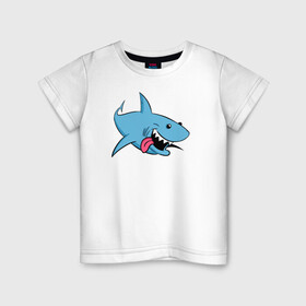 Детская футболка хлопок с принтом Акуленок , 100% хлопок | круглый вырез горловины, полуприлегающий силуэт, длина до линии бедер | maneater | акулы | иллюстрация | мег