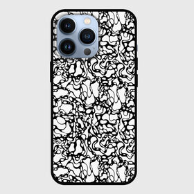 Чехол для iPhone 13 Pro с принтом Абстрактная жидкость ,  |  | абстрактный | вода | геометрический | геометрия | дырки | жидкость | нейрографика | петли | плазма | пузыри | пятна | черно белый