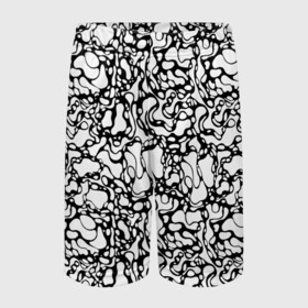 Детские спортивные шорты 3D с принтом Абстрактная жидкость ,  100% полиэстер
 | пояс оформлен широкой мягкой резинкой, ткань тянется
 | абстрактный | вода | геометрический | геометрия | дырки | жидкость | нейрографика | петли | плазма | пузыри | пятна | черно белый