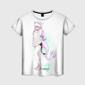 Женская футболка 3D с принтом Furry dragoness , 100% полиэфир ( синтетическое хлопкоподобное полотно) | прямой крой, круглый вырез горловины, длина до линии бедер | animal | anthro | covered in fur | dragon | dragoness | furry | fursuit | дракон | покрытый мехом | фурри